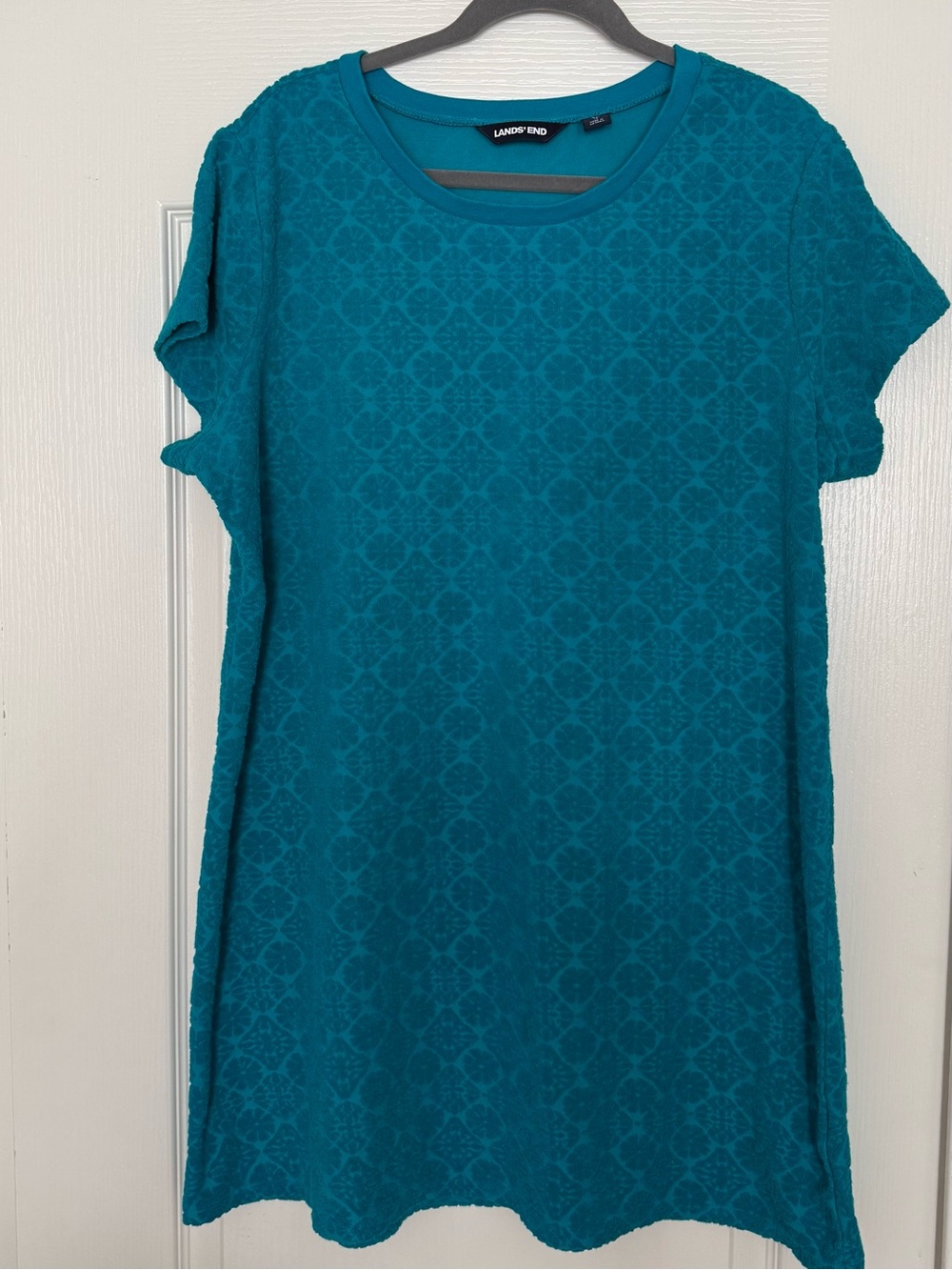 Lands' End Teal Short Sleeve textured coverup